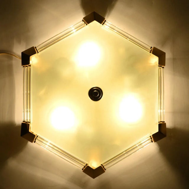 Hexagonal Glass Rod Flush Mount from Honsel, 1980s For Sale - Image 6 of 8