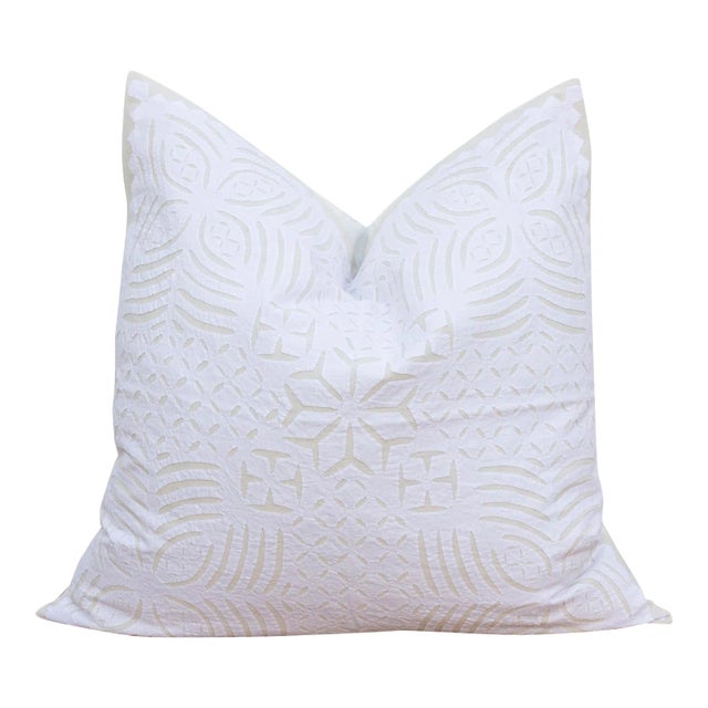 Gopi White Applique Pillow Cover For Sale