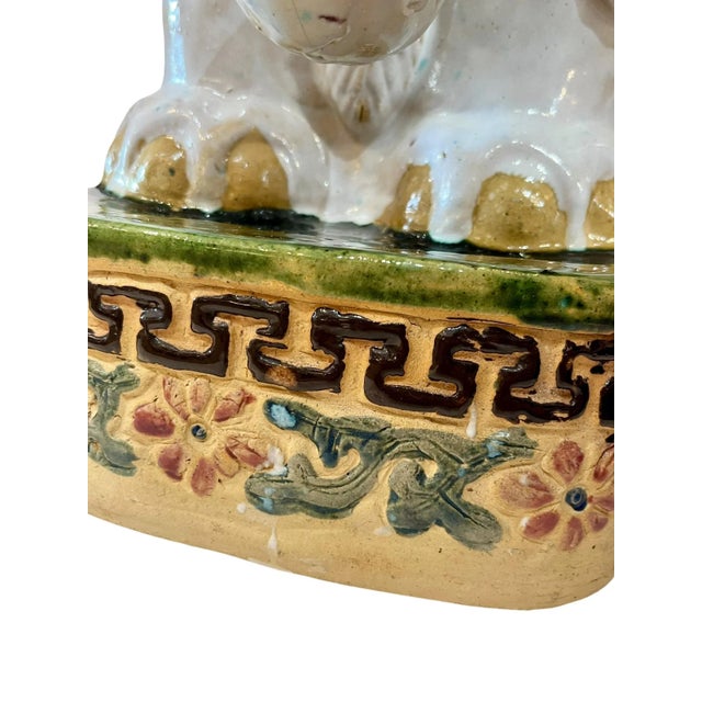 Vintage Hollywood Regency Style Glazed Terracotta Elephant Garden Seat For Sale - Image 17 of 18