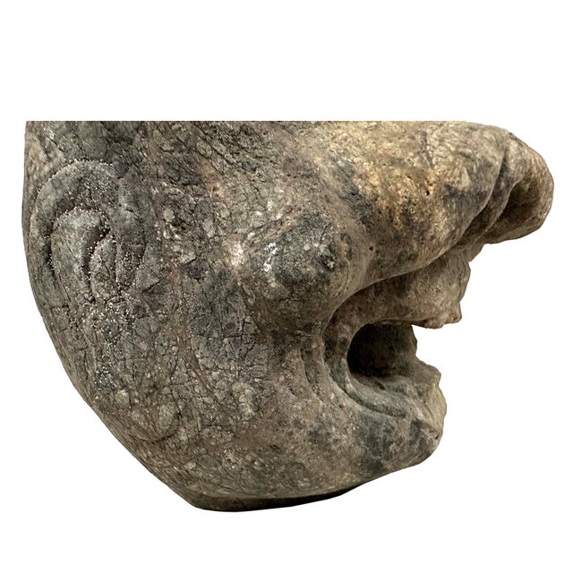 Late 19th-Century Antique Chinese Carved Stone Heracles Head For Sale - Image 11 of 14