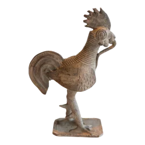 Vintage African Rooster With Snake Sculpture