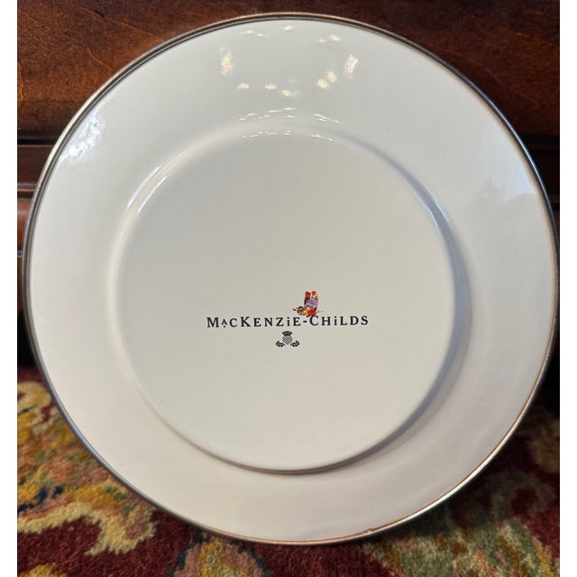 American MacKenzie-Childs Butterfly Enamel Metal Salad / Dessert Plate, 8” For Sale - Image 3 of 7
