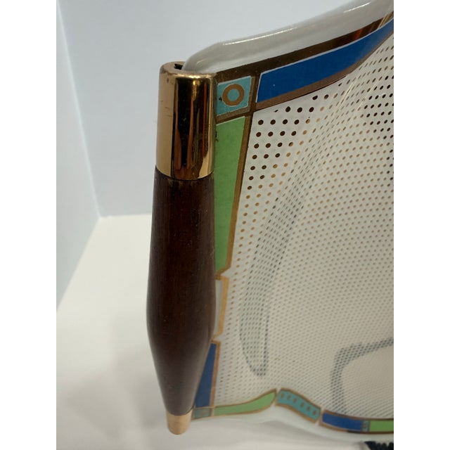 Vintage Georges Briard Lucite Serving Tray Hot Air Balloon MCM Gold Wood Handles Signed For Sale - Image 10 of 10