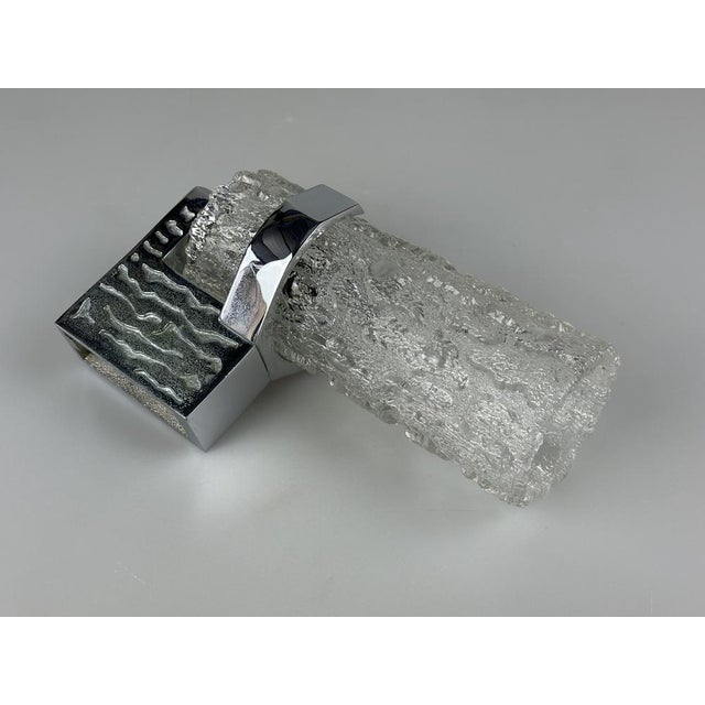 Brutalist Wall Light in Glass and Chrome, Germany, 1960s For Sale - Image 4 of 15