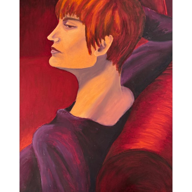 This painting was done in oil paint stick on gessoed heavy Arches paper. The figure was painted from life in the studio...