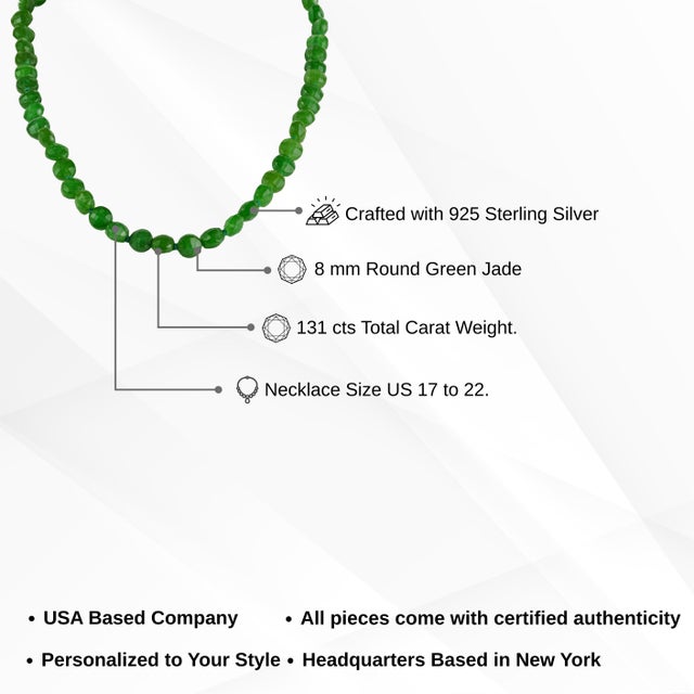 Early 21st Century Style Artisan 131 Ct Vibrant Green Jade Round Beaded Strand Necklace, 17" For Sale - Image 11 of 15