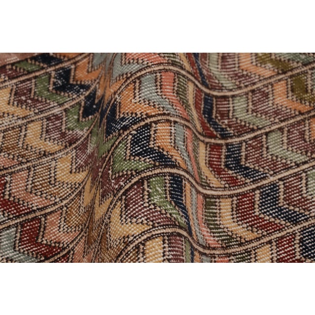 Textile Vintage Turkish Runner in Brown With Colorful Chevron Patterns - Rug & Kilim For Sale - Image 7 of 8