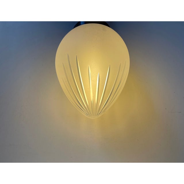 1930s Scandinavian Art Deco Drop Shaped Pendant Lamp in Opaque Glass, 1930s For Sale - Image 5 of 10
