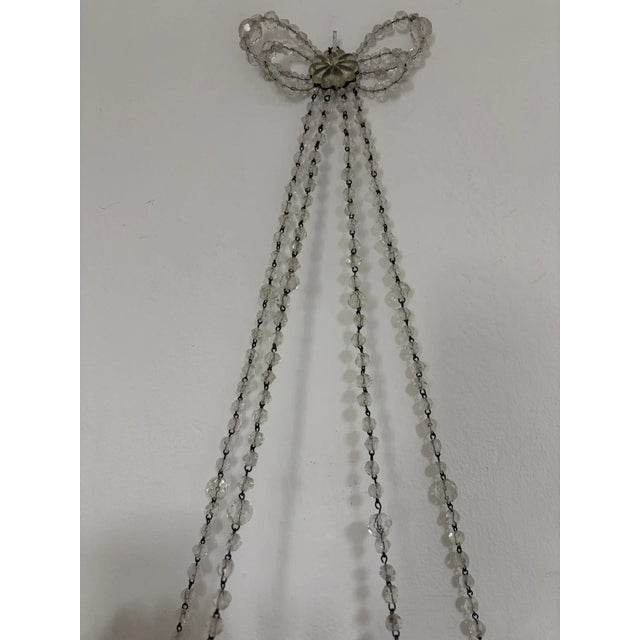 Italian 1920s Rare Italian Crystal Beaded Basket With Prisms Mirrors Sconces For Sale - Image 3 of 13
