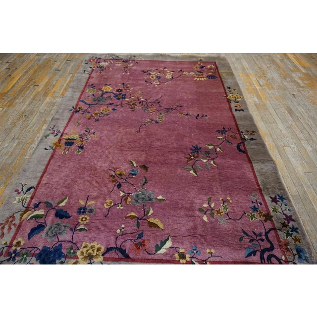 1920s Chinese Art Deco Carpet ( 6' x 8'10" - 185 x 270 ) 1920s Rectangle Purple / Lavender Mauve Hand Knotted Pile Floral...