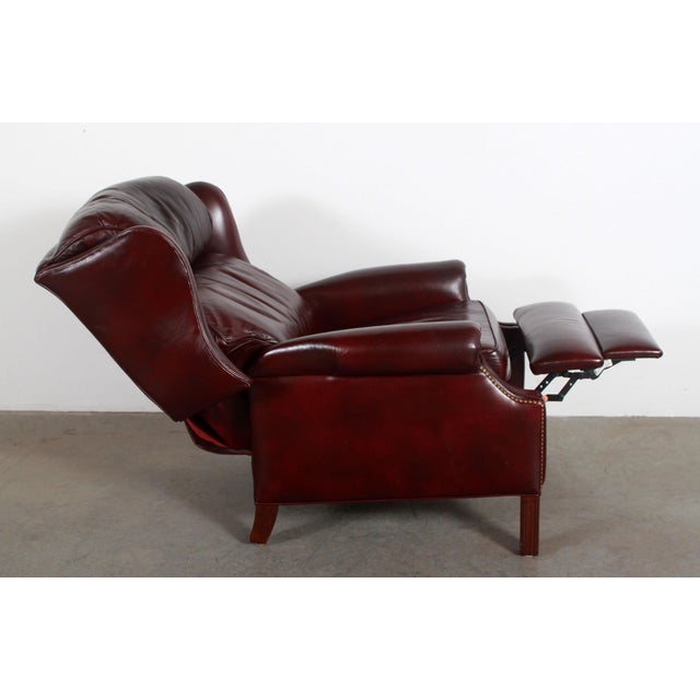 1990s Vintage Hancock & Moore Brown Leather Wing Back Library Recliner Lounge Chair Chairish