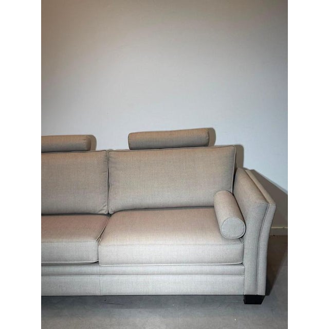 Contemporary Beige Fabric 3-Seater Sofa with Headrests For Sale - Image 3 of 4