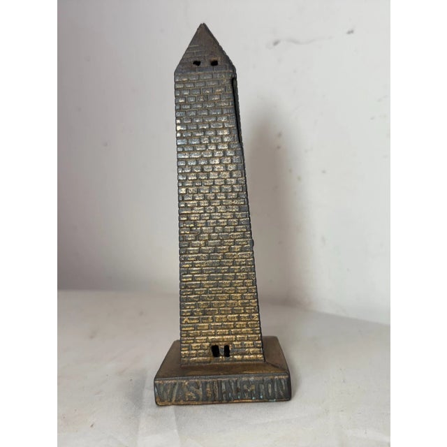 Rare Antique Original A. C. Williams Washington Monument Cast Iron Still Bank For Sale - Image 4 of 10