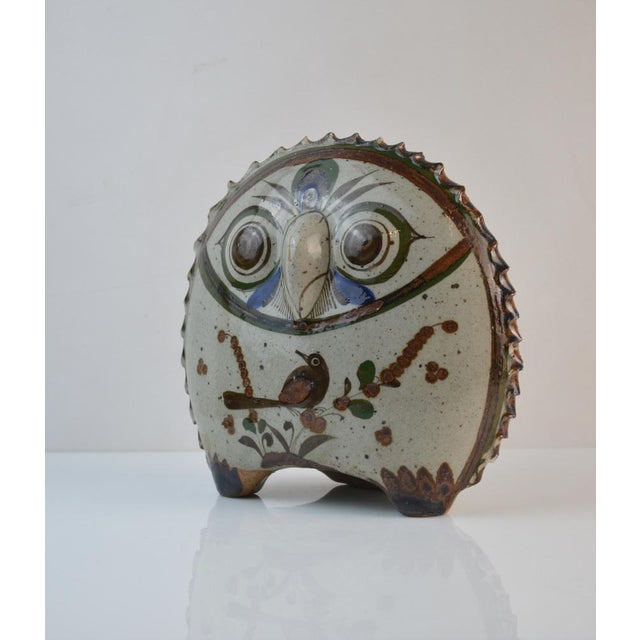 Striking ceramic owl sculpture signed by Mexican master potter Jorge Wilmot, a key figure in the 20th-century revival of...
