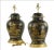 a pair of vintage Gilt hand-painted black-glazed ceramic jar-shaped table lamp 10.5” * 10.5” * 22.5”