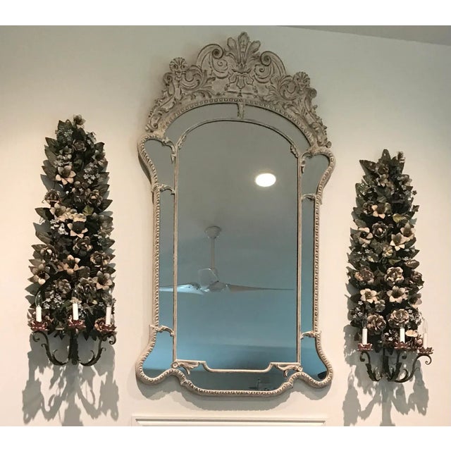 Wonderful vintage Italian tole painted wall sconces. Newer wiring, each light has 3 light each and are working. These do...