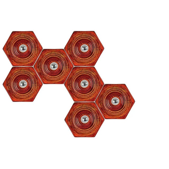 Red and Orange Ceramic Wall Lights, Germany, 1970s For Sale - Image 11 of 12