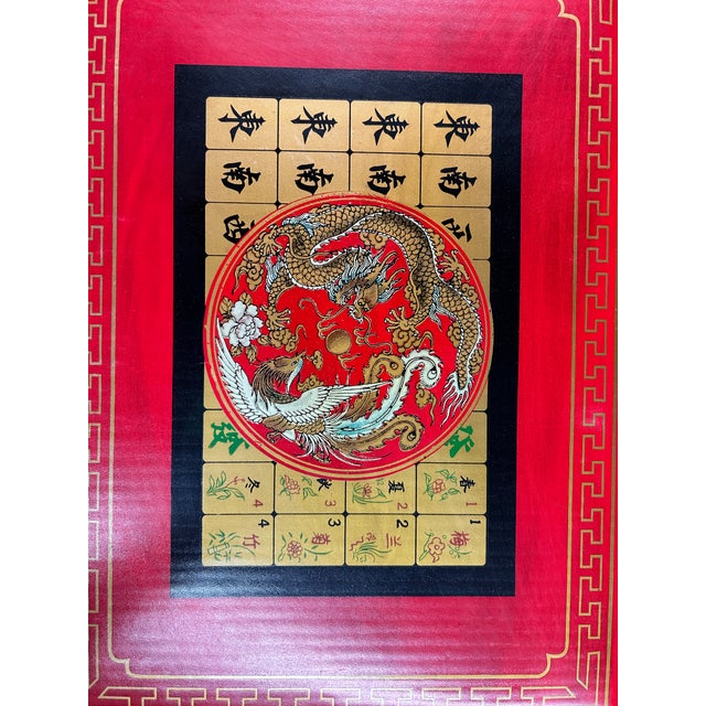 Chinese Handmade Red Vinyl Box Regular Size Mahjong Tiles Game Set For Sale - Image 4 of 4