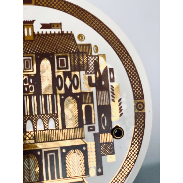 Mid-Century Modern Vintage Mid-Century Modern Georges Briard Raised Gold on Porcelain Trivet For Sale - Image 3 of 11