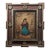 Antique Spanish Colonial Santo Niño De Atocha Retablo in Giltwood Mirrored Frame For Sale