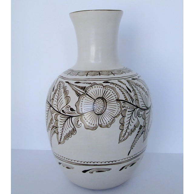 Mexican Artisan Michoacan Pottery Vase For Sale - Image 3 of 4