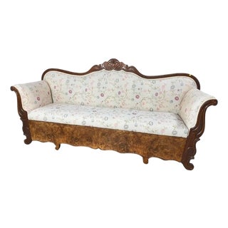 19th Century Empire Deco Burlwood Pull Out Sofa For Sale
