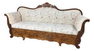 19th Century Empire Deco Burlwood Pull Out Sofa