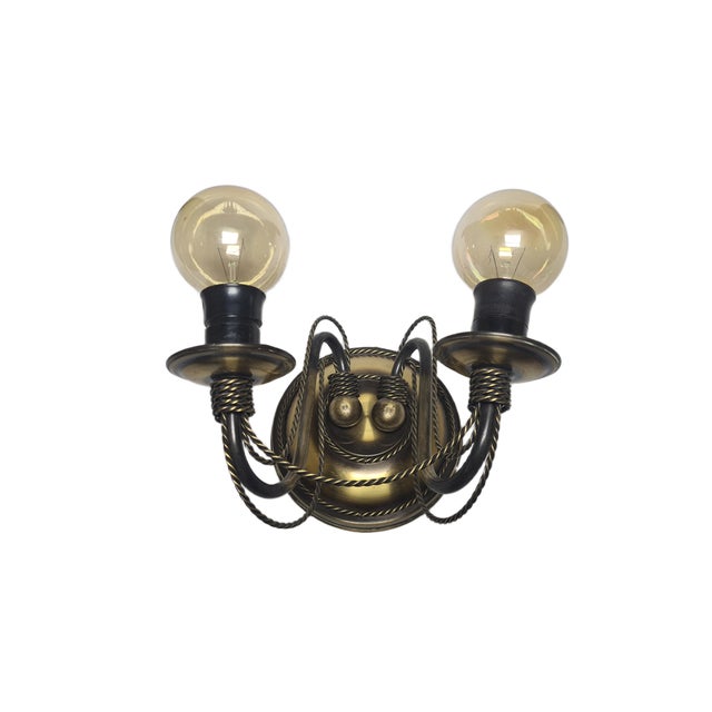 Goldenrod Art Nouveau Two-Armed Wall Lamp, Poland, 1970s For Sale - Image 8 of 18