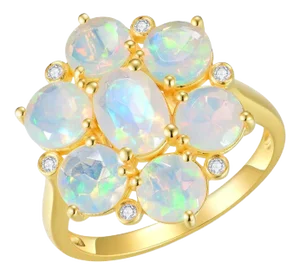 Nina Zhou Celestial Opal Diamond Cocktail Ring in 14k Yellow Gold, Size 6