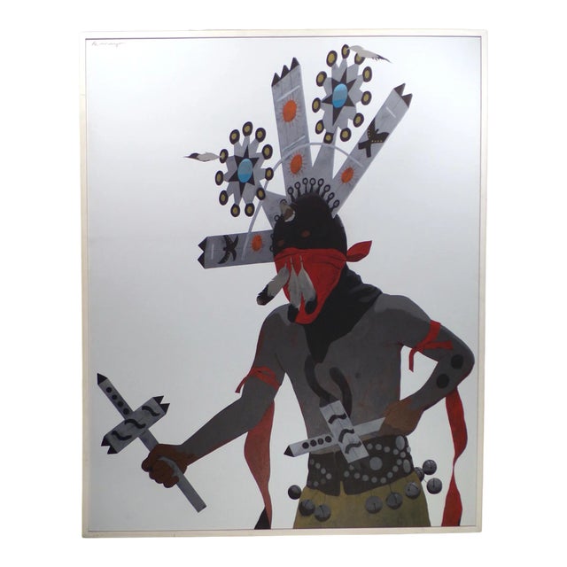 1980s "Apache Gan Dancer" Figurative Acrylic Painting by Louis De Mayo, Framed For Sale