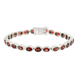 Classic Red Garnet Bezel Set Bracelet in 925 Sterling Silver