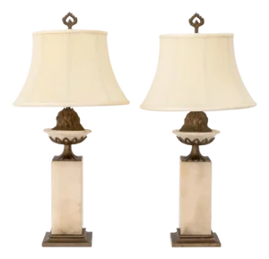 Neoclassical Style Marble Urn Form Lamps, Pair