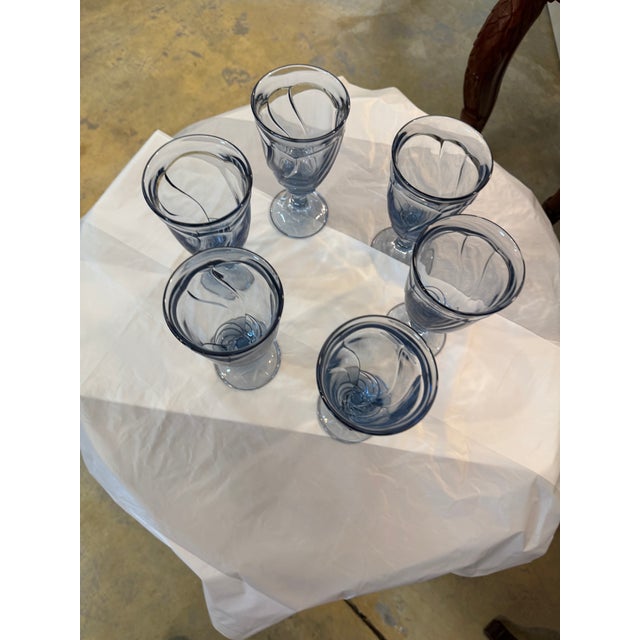 Noritake Vintage Noritake Sweet Swirl, Light Blue Sweet Tea Glasses - Set of 6 For Sale - Image 4 of 11