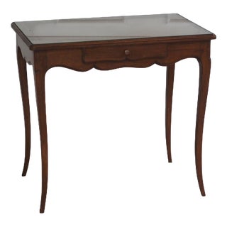 French Writing Desk with Glass Top and Inlays, Early 20th Century For Sale