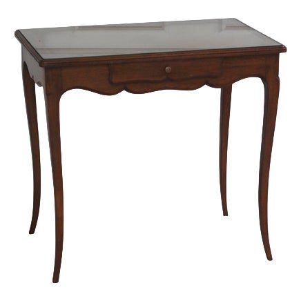 French Writing Desk with Glass Top and Inlays, Early 20th Century For Sale