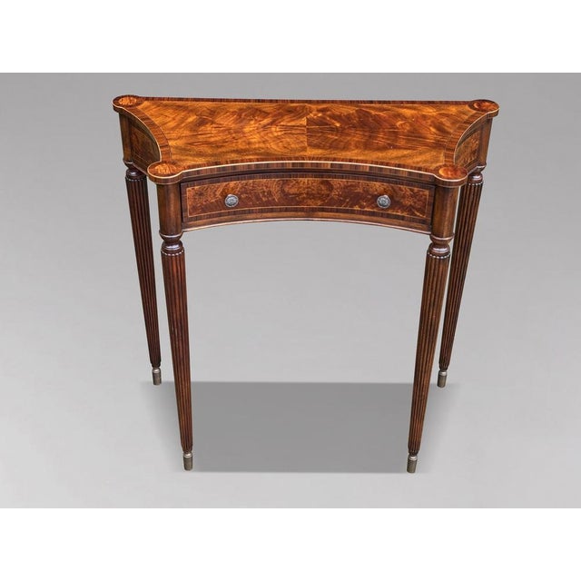 Wood Walnut Inlaid Console Table from Brights of Nettlebed, 1980s For Sale - Image 7 of 8