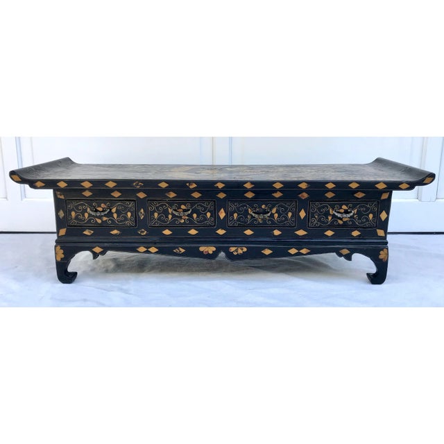 Here is an exquisite piece made by hand in the late 19th/early 20th century which is beautifully inlaid with yellow-orange...