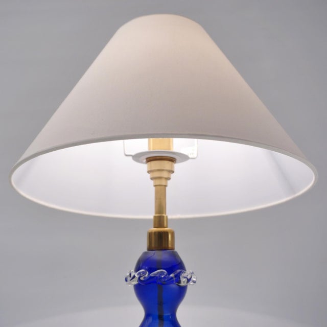 1920`s Italian Antique Murano Glass Table Lamp, Handblown Cobalt Blue Crystal, Barovier & Toso Style - Rewired For Sale - Image 14 of 14