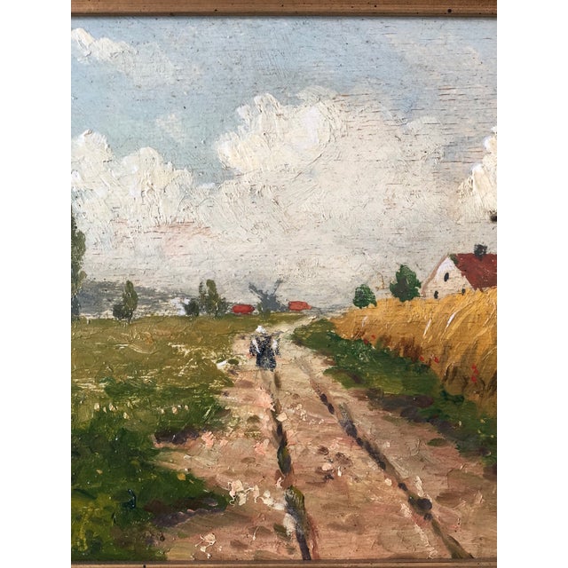 Antique Original Landscape Cottage Oil Painting: Framed Nature Art For Sale - Image 10 of 14