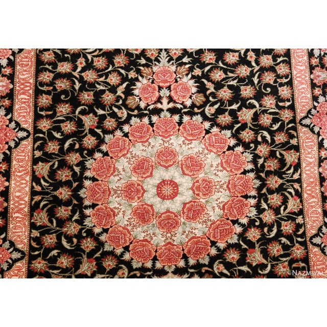 Textile Nazmiyal Collection Black Silk Qum Persian Runner Rug For Sale - Image 7 of 8