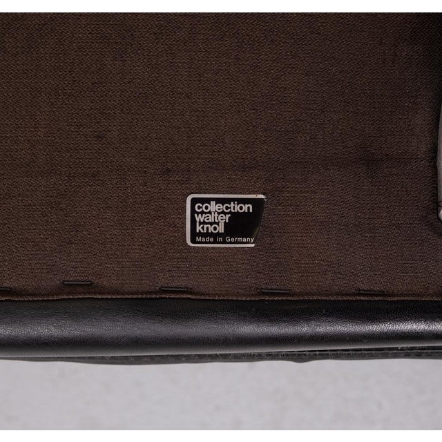 Very nice Black Leather foot stool or ottoman . Design by bernd münzebrock for Collection Walter Knoll 1970s Germany....
