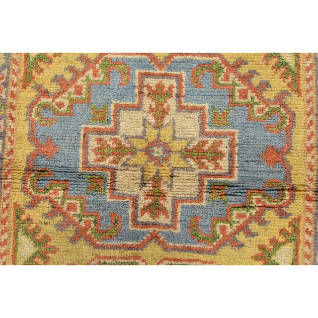 Textile Kazak Rug 2’8” X 4′ Gold Wool Tribal Hand-Knotted Oriental Carpet For Sale - Image 7 of 10