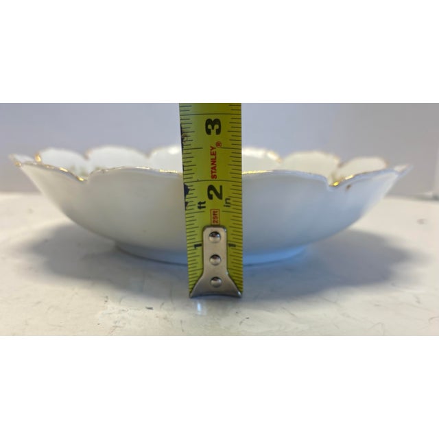 Malmaison Bavarian Porcelain Scalloped Floral Bowl With Gilt Rim, C. 1920s For Sale - Image 4 of 7