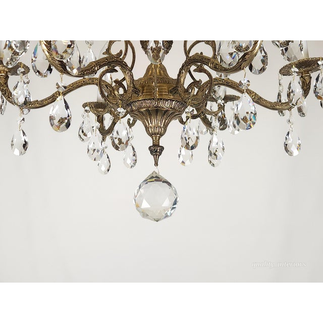 Shabby Chic Antique 6 Light Svelte Sparkling Splendid Brass Cut Lead Crystal Chandelier ~ ~ Rewired ~ Restored ~ Rejuvenated ~ Ready to Hang ~ For Sale - Image 3 of 12