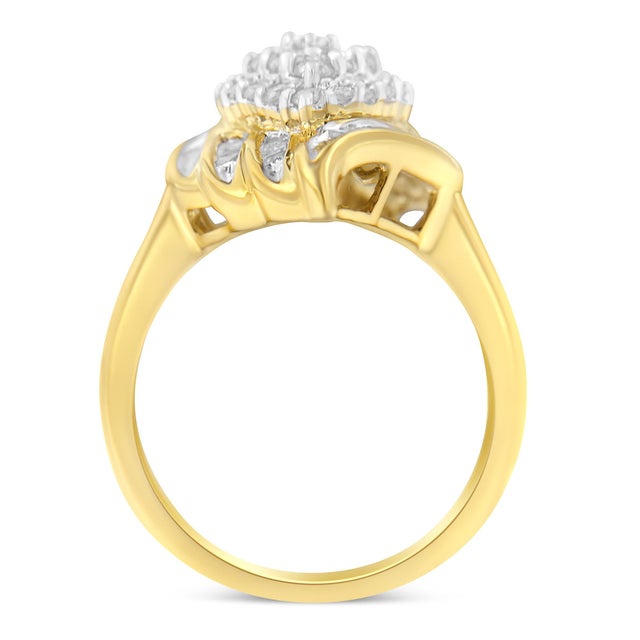 Add this incredibly unique diamond ring to your jewelry collection. Created with the finest Yellow Plated Sterling silver,...