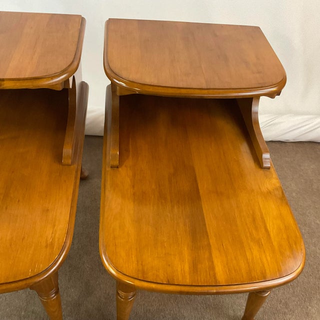 1970s 1970s French Provincial Maple Step Down Side Tables - A Pair. For Sale - Image 5 of 11