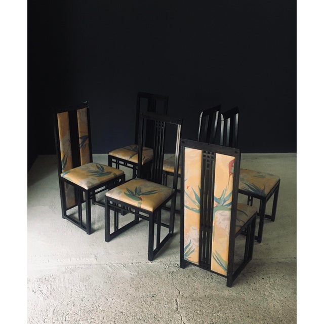 1980s Postmodern Galaxy Dining Chairs by Umberto Asnago for Giorgetti, Italy, 1980s, Set of 6 For Sale - Image 5 of 18