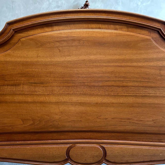 Late 19th Century Antique Walnut Louis XV Style Full Size Bed With Metal Rails For Sale - Image 5 of 10