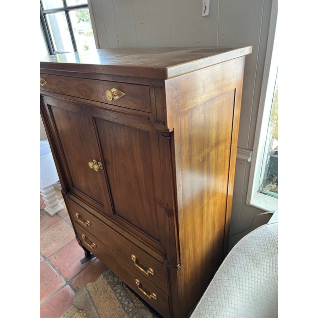 Brass Vintage John Widdicomb Tall Wardrobe Dresser For Sale - Image 8 of 10
