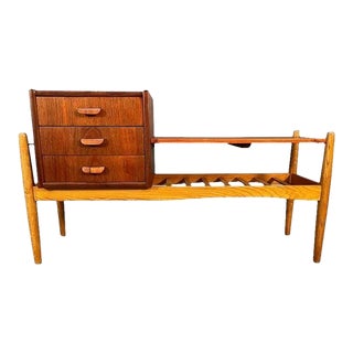Vintage Danish Mid Century Modern Teak and Oak Entry Way Console Table by Arne Wahl Iversen For Sale
